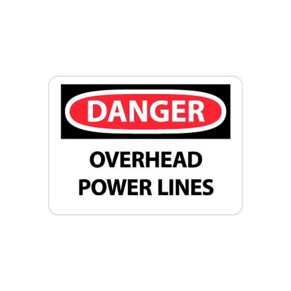 National Marker Co NMC OSHA Sign, Danger Overhead Power Lines, 10in X 14in, White/Red/Black D667RB - main